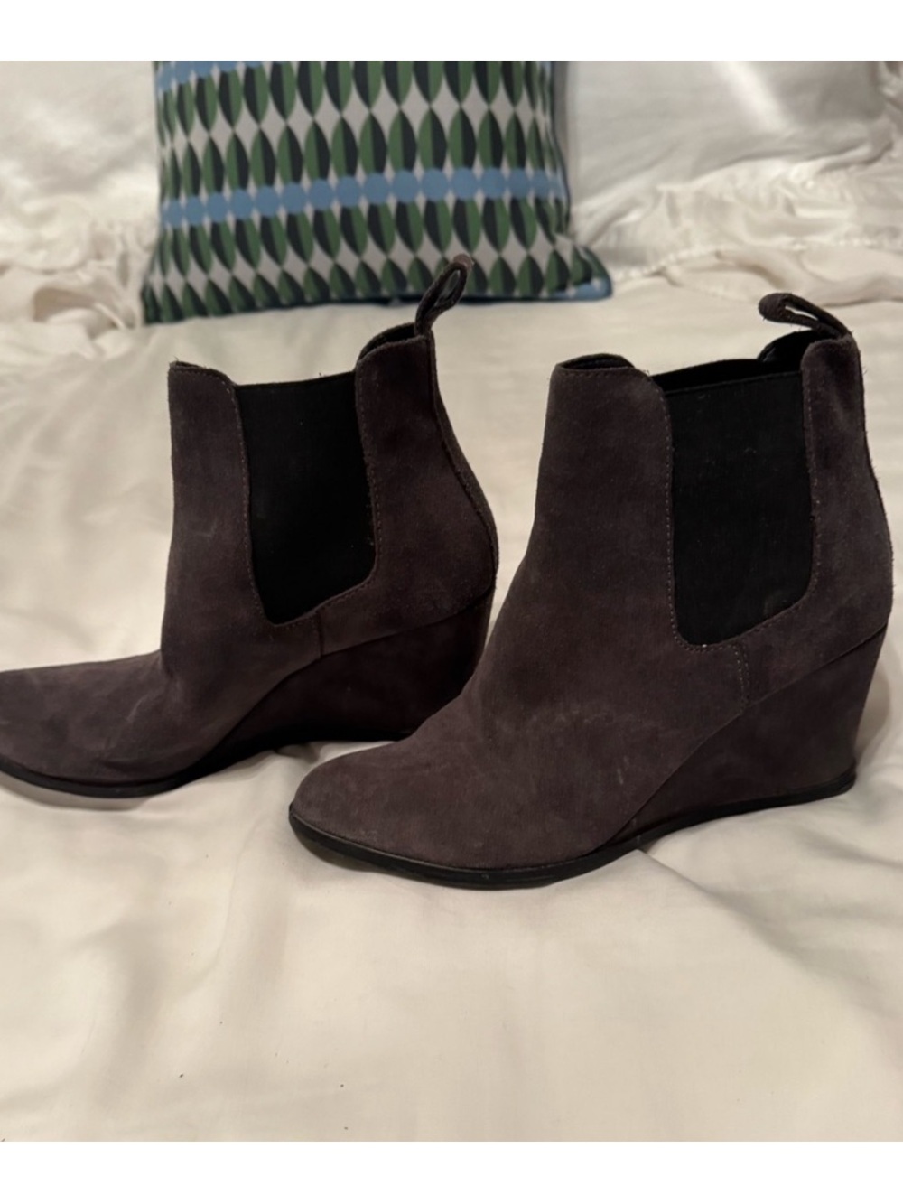 Dolce Vita Dark Gray Suede Wedge Ankle Booties